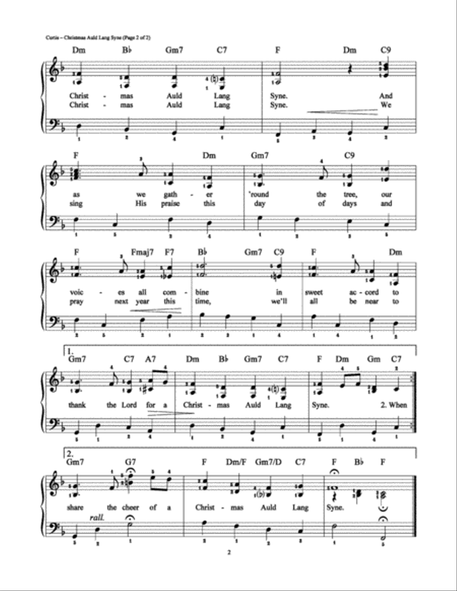 Christmas Auld Lang Syne Easy Piano scores gallery preview page 2