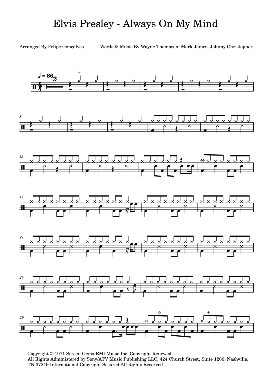 Always On My Mind Drum Set scores gallery preview page 1