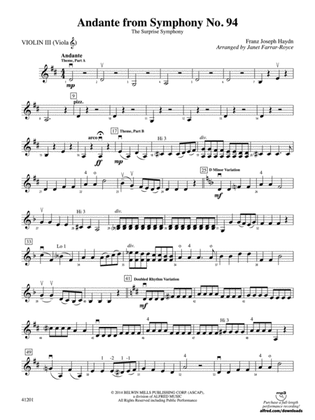 Andante from Symphony No. 94: 3rd Violin (Viola [TC])