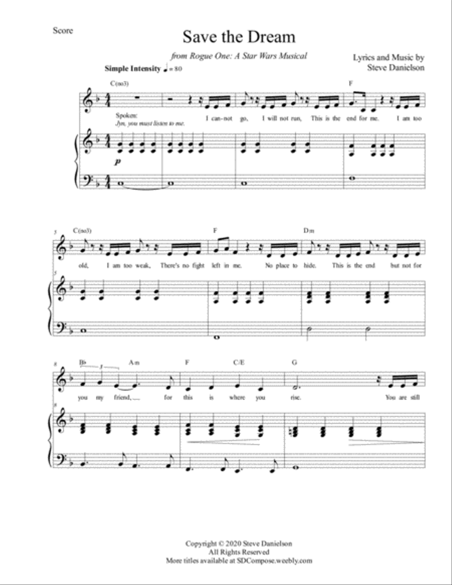 Save the Dream - from Rogue One: A Star Wars Musical Voice scores gallery preview page 1