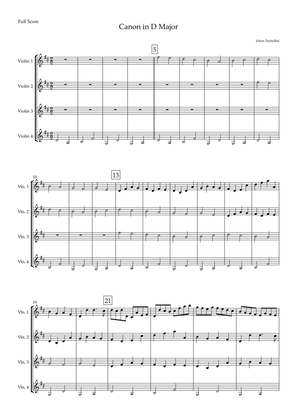 Canon in D Major (Johann Pachelbel) for Violin Quartet