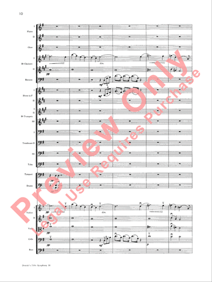 Dvorák's Fifth Symphony (New World, Fourth Movement) Full Orchestra scores gallery preview page 11