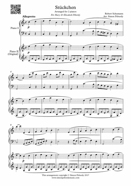 Stückchen (Little Piece) by Schumann for 2 pianos (2nd piano part by Simon Peberdy) image number null