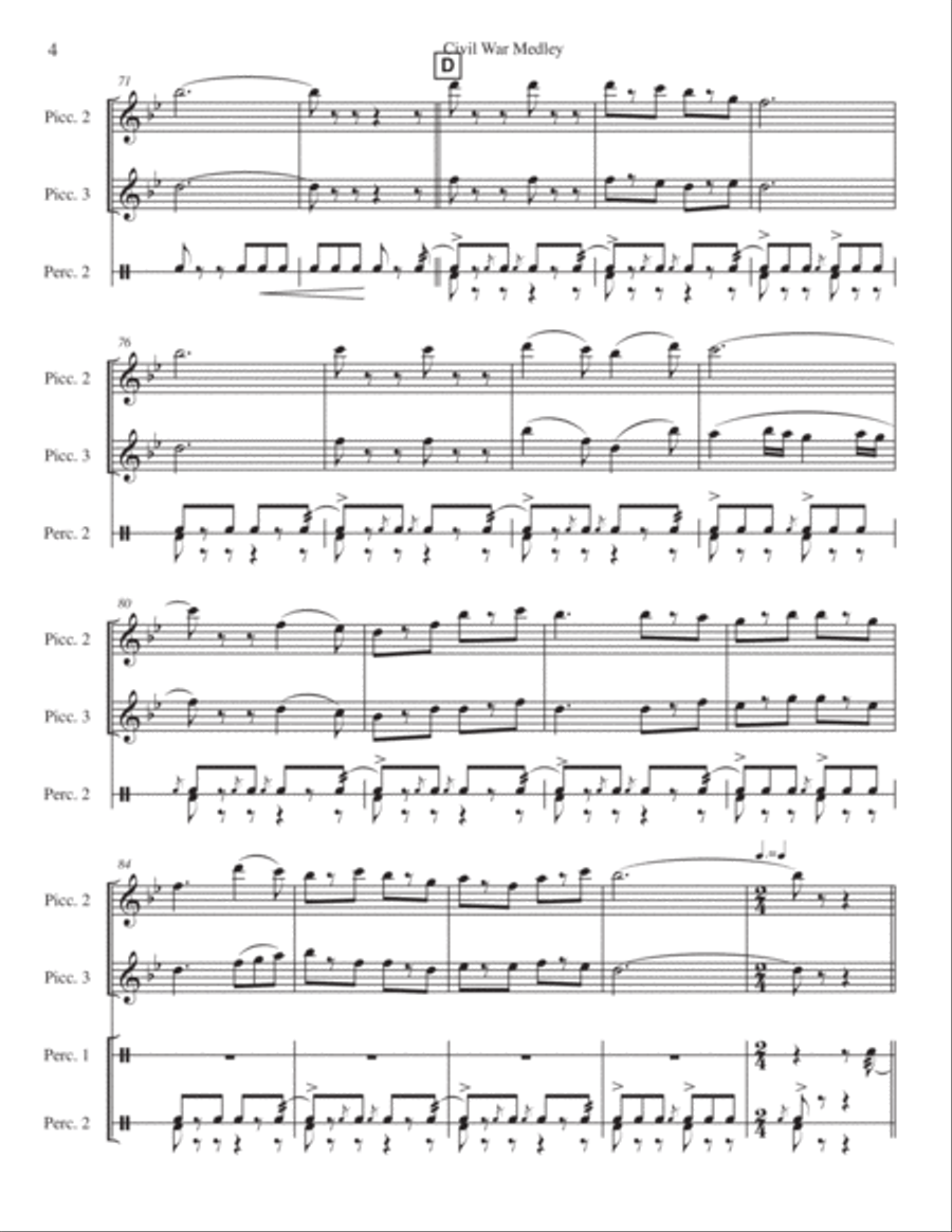 Civil War Fife & Drum Medley Piccolo scores gallery preview page 5
