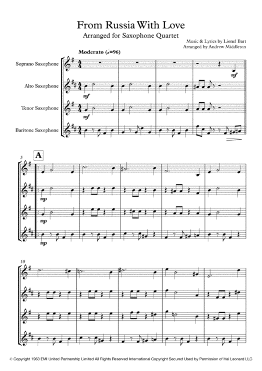 From Russia With Love Woodwind Quartet scores gallery preview page 3