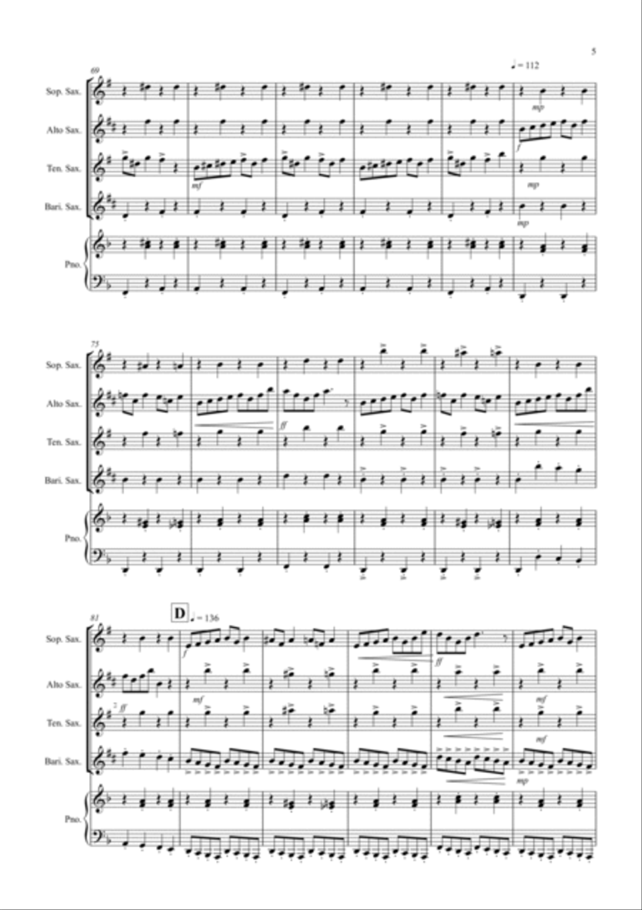 2 Classical Favourites for Saxophone Quartet (volume one) Saxophone Quartet scores gallery preview page 5