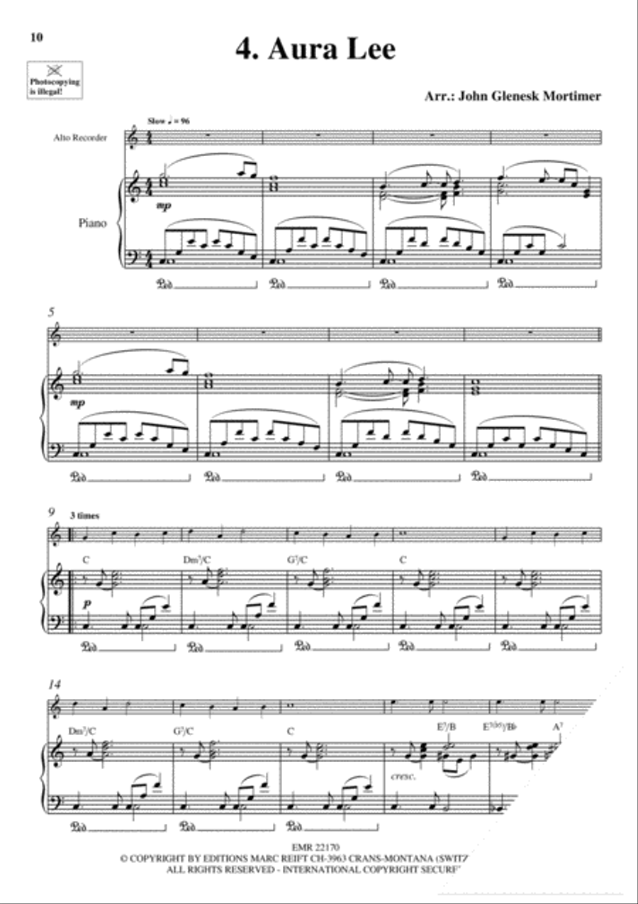 20 Greatest Slow Melodies Alto Recorder scores gallery preview page 6