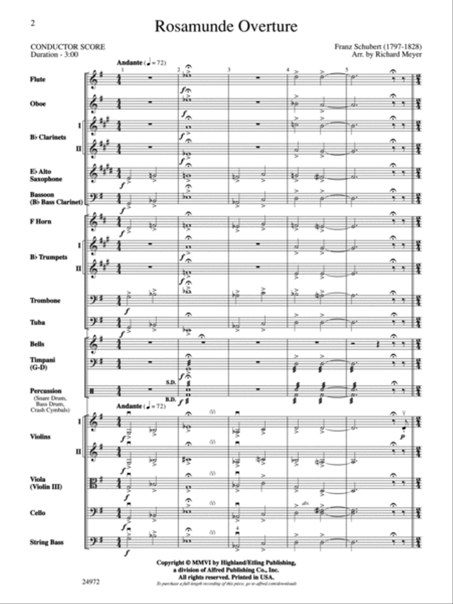 Rosamunde Overture Full Orchestra scores gallery preview page 2