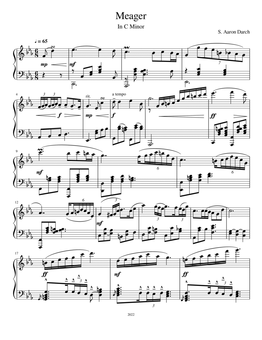 Meager Meager Piano Solo scores gallery preview page 1
