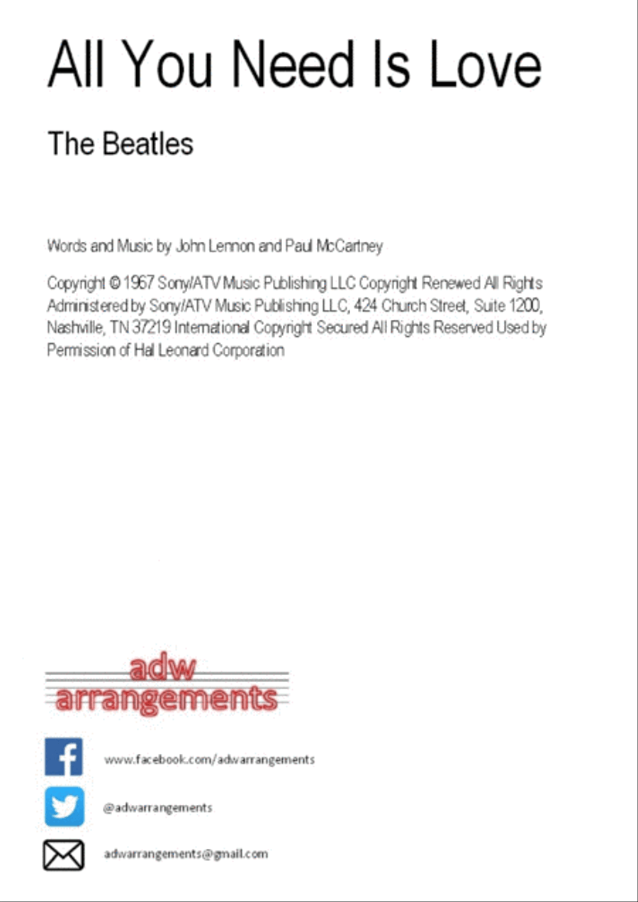 All You Need Is Love String Quartet scores gallery preview page 1