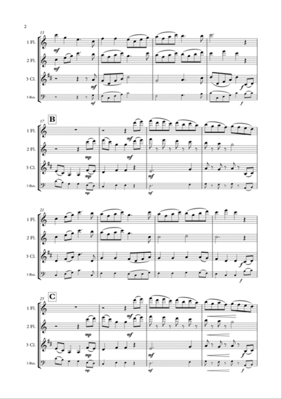 Sheffield Hornpipe (2 flutes & clarinet/bassoon) Woodwind Trio scores gallery preview page 3