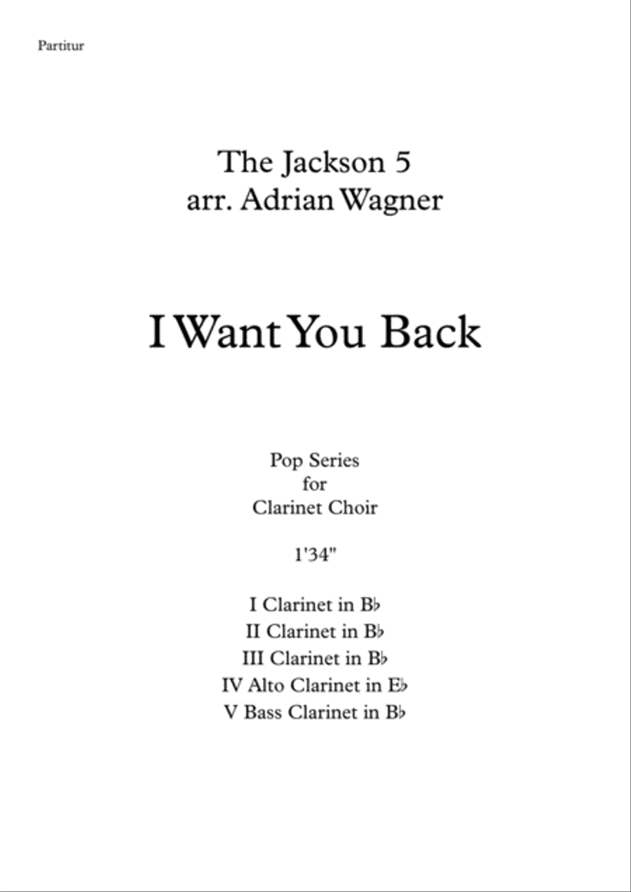 I Want You Back Clarinet Choir scores gallery preview page 2