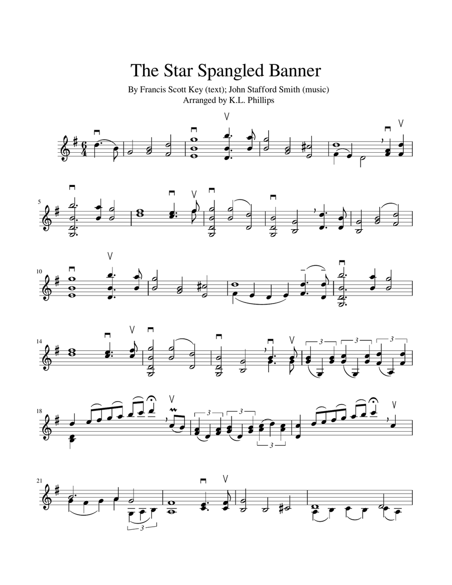 The Star Spangled Banner - Violin Solo (Unaccompanied) Violin Solo scores gallery preview page 2