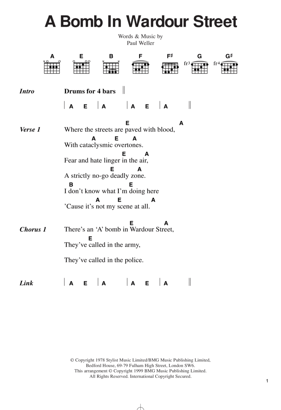 A Bomb In Wardour Street Electric Guitar scores gallery preview page 1