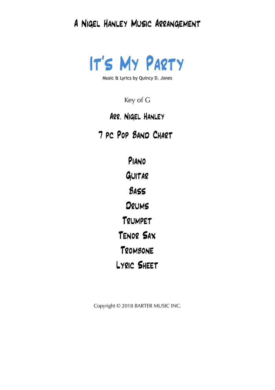 It's My Party Jazz Ensemble scores gallery preview page 1
