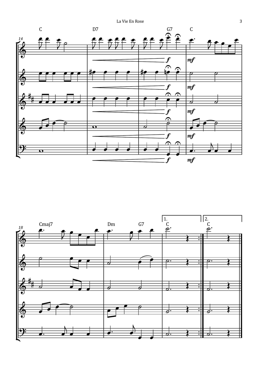 La Vie En Rose Woodwind Quintet scores gallery preview page 3