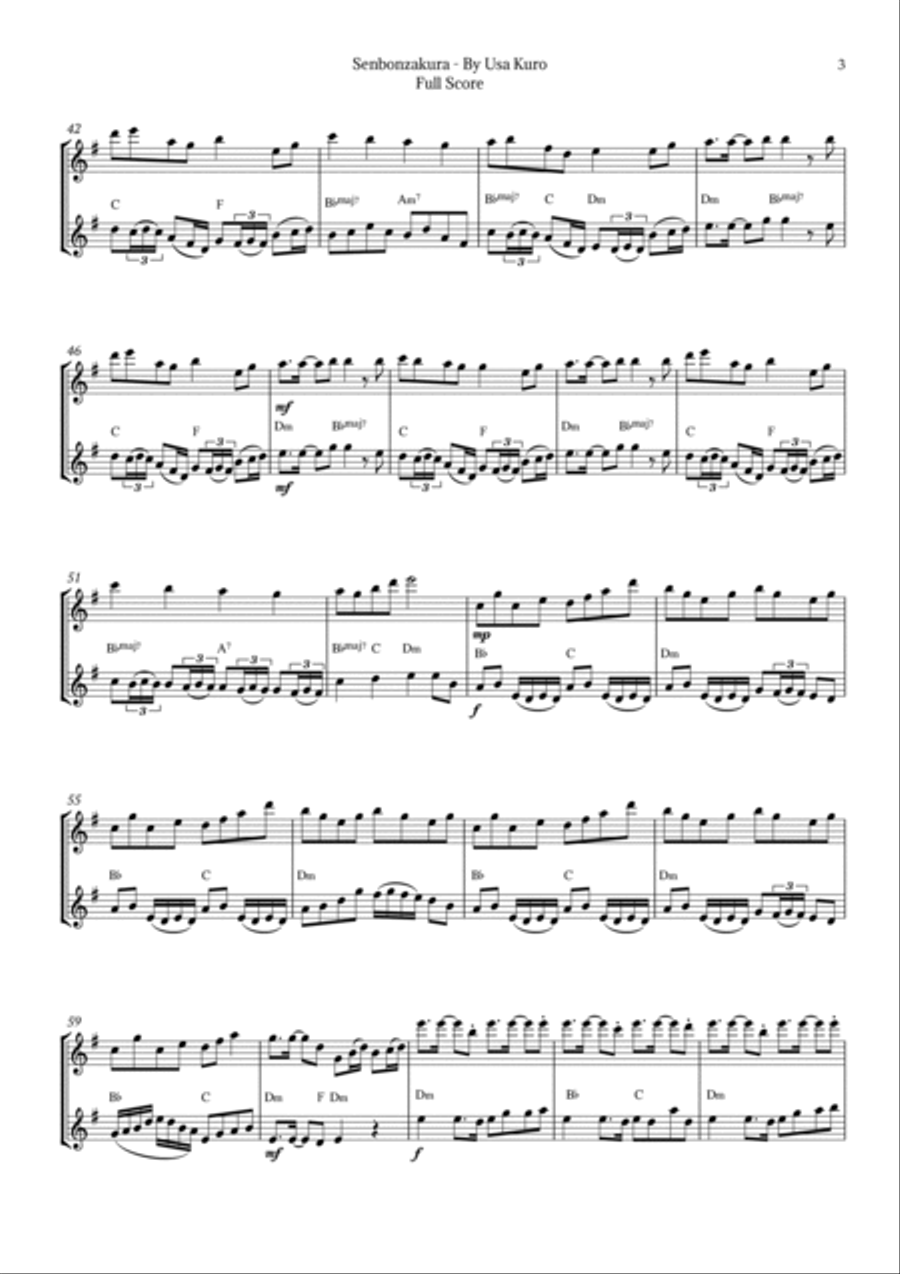 Senbonzakura Clarinet Duet scores gallery preview page 3