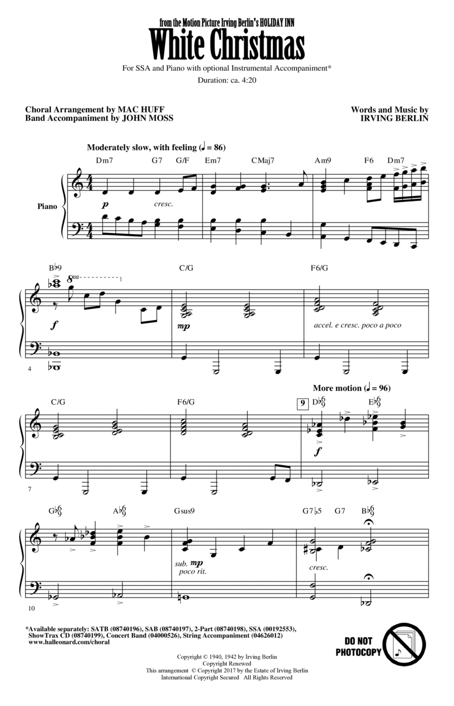 White Christmas (arr. Mac Huff) SSA scores gallery preview page 1