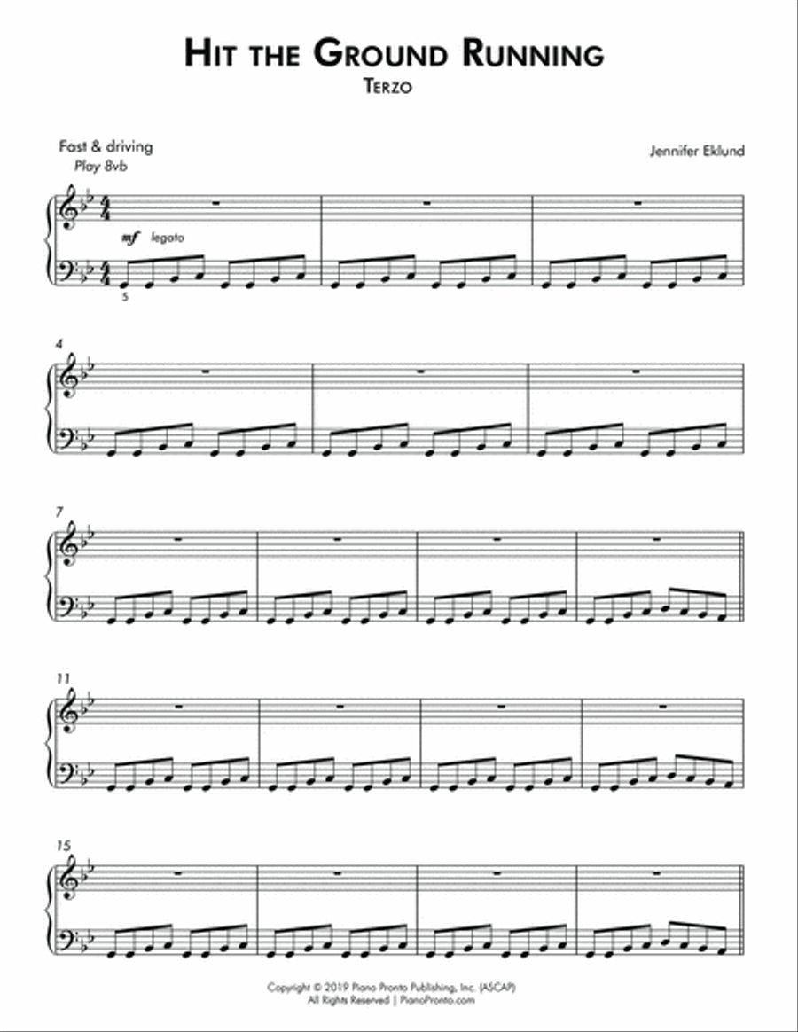 Hit the Ground Running (Easy Piano Trio) Easy Piano scores gallery preview page 6