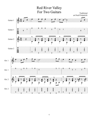 Red River Valley For Two Guitars-Tablature Edition