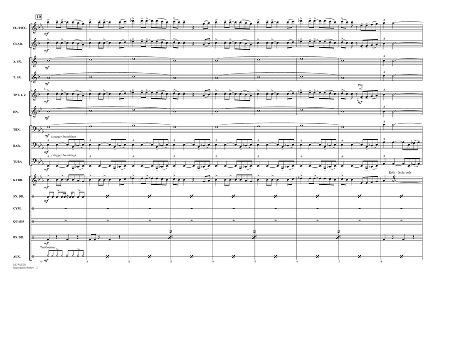 Paperback Writer - Full Score Marching Band scores gallery preview page 3