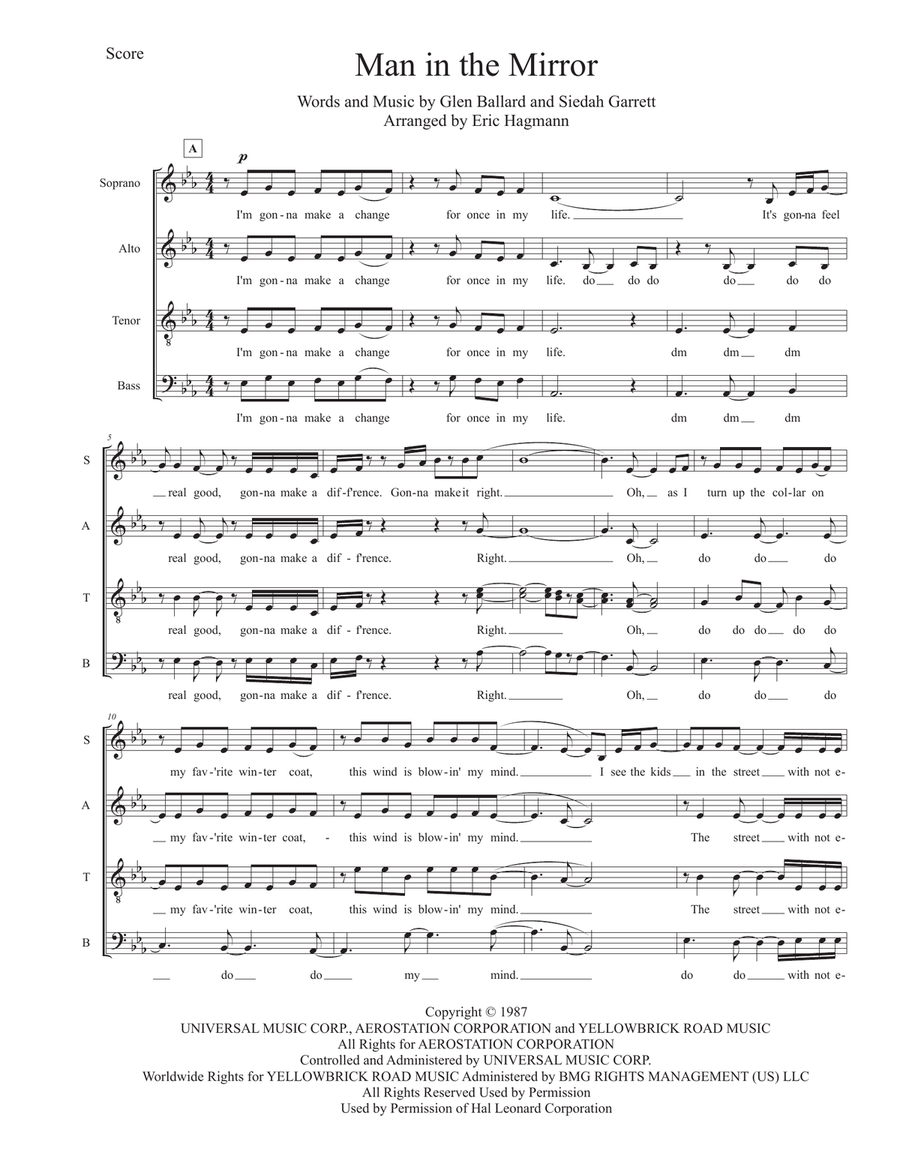 Man In The Mirror 4-Part scores gallery preview page 1