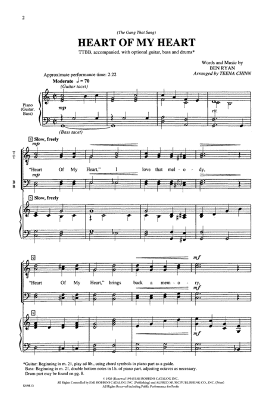 (The Gang That Sang) Heart of My Heart Men's Choir scores gallery preview page 2