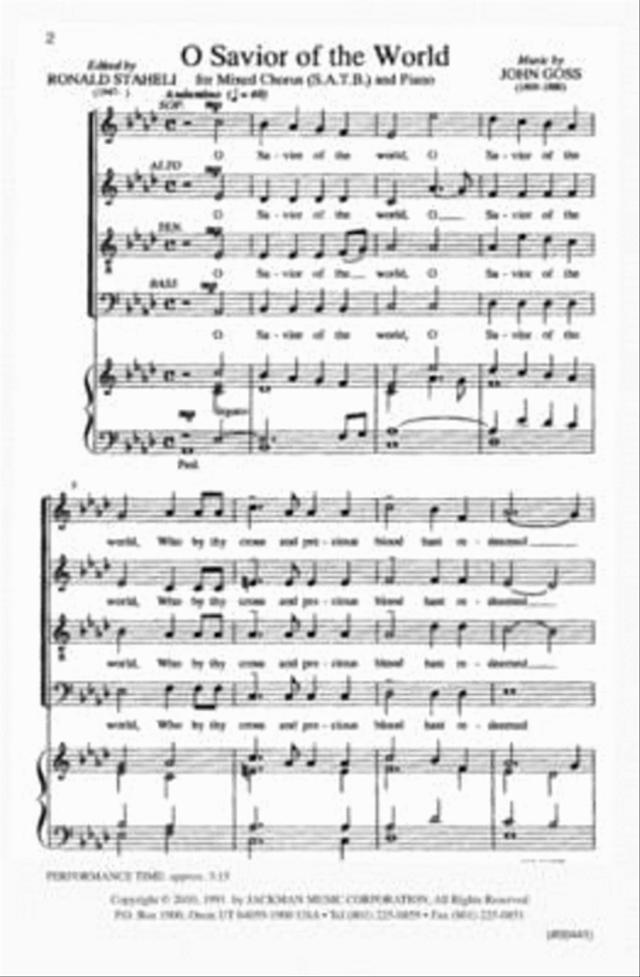 O Savior of the World - SATB 4-Part scores gallery preview page 2