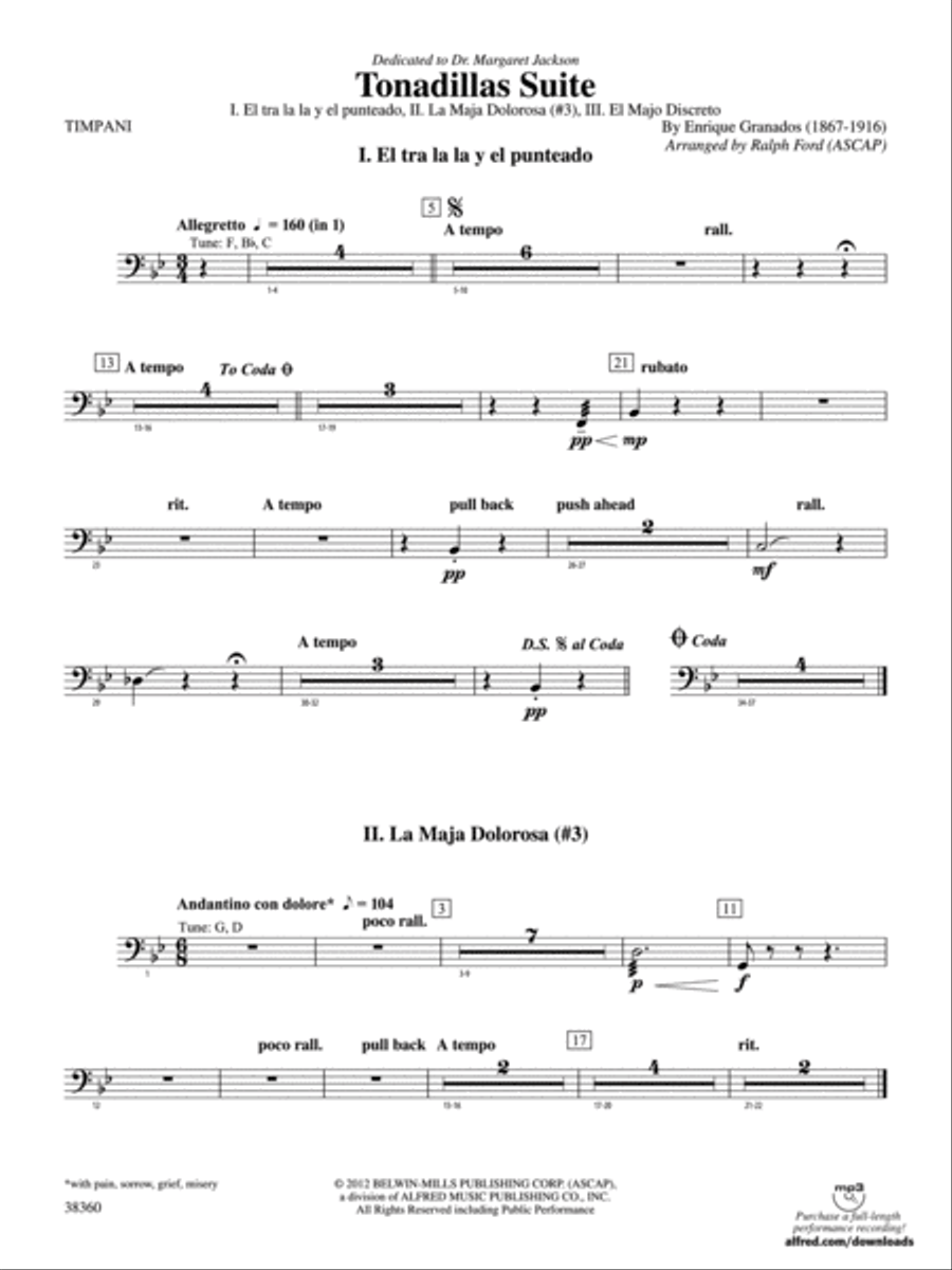 Tonadillas Suite: Timpani Concert Band scores gallery preview page 1