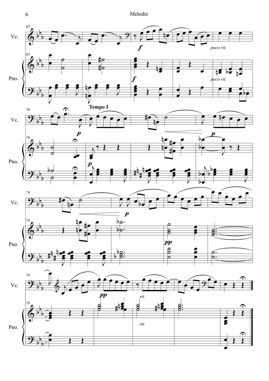 Tchaikovsky: Souvenir d'un lieu cher, Op.42 Melodie by Peter Ilyich Tchaikovsky Piano - Digital Sheet Music page 6