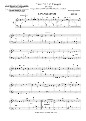 Book cover for Bach - Piano Suite No.8 in F major BWV 833 - Complete Piano version
