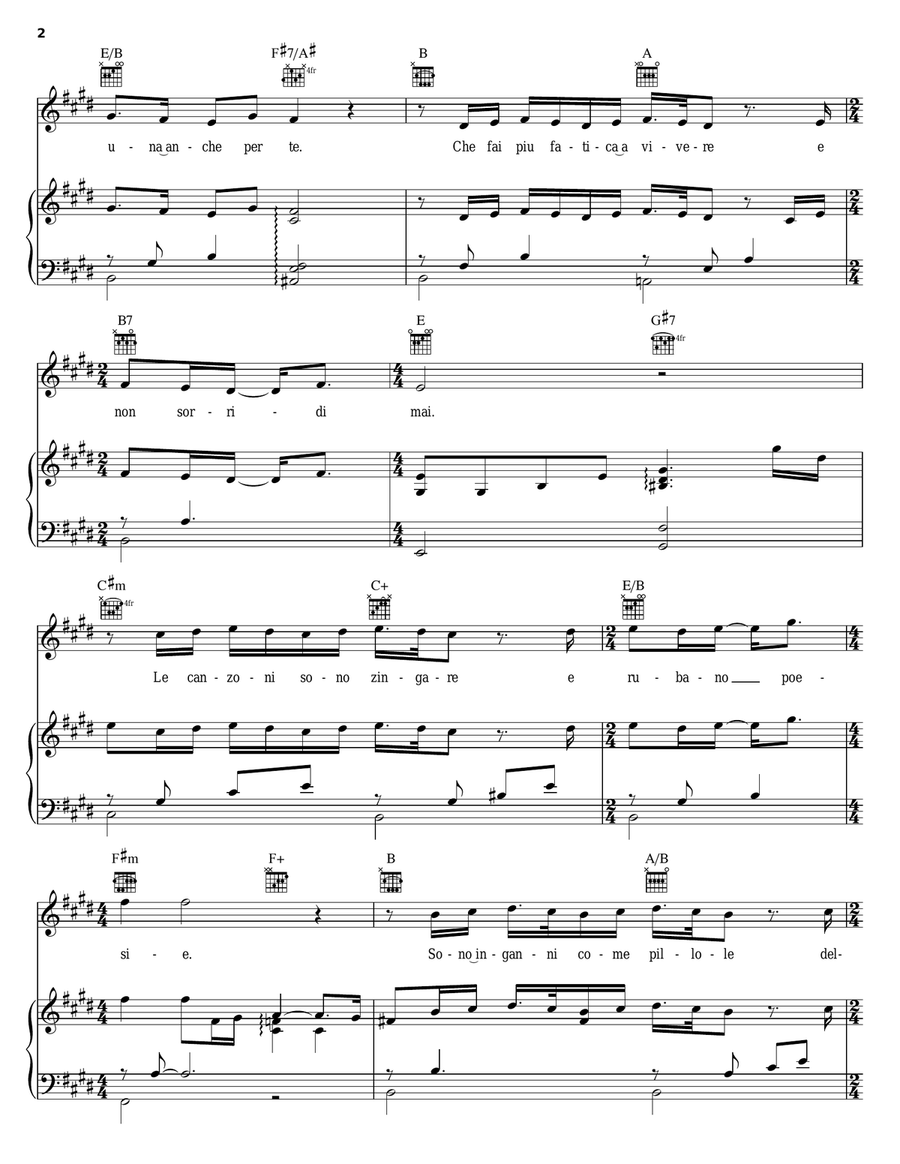 Passera Piano, Vocal, Guitar scores gallery preview page 2