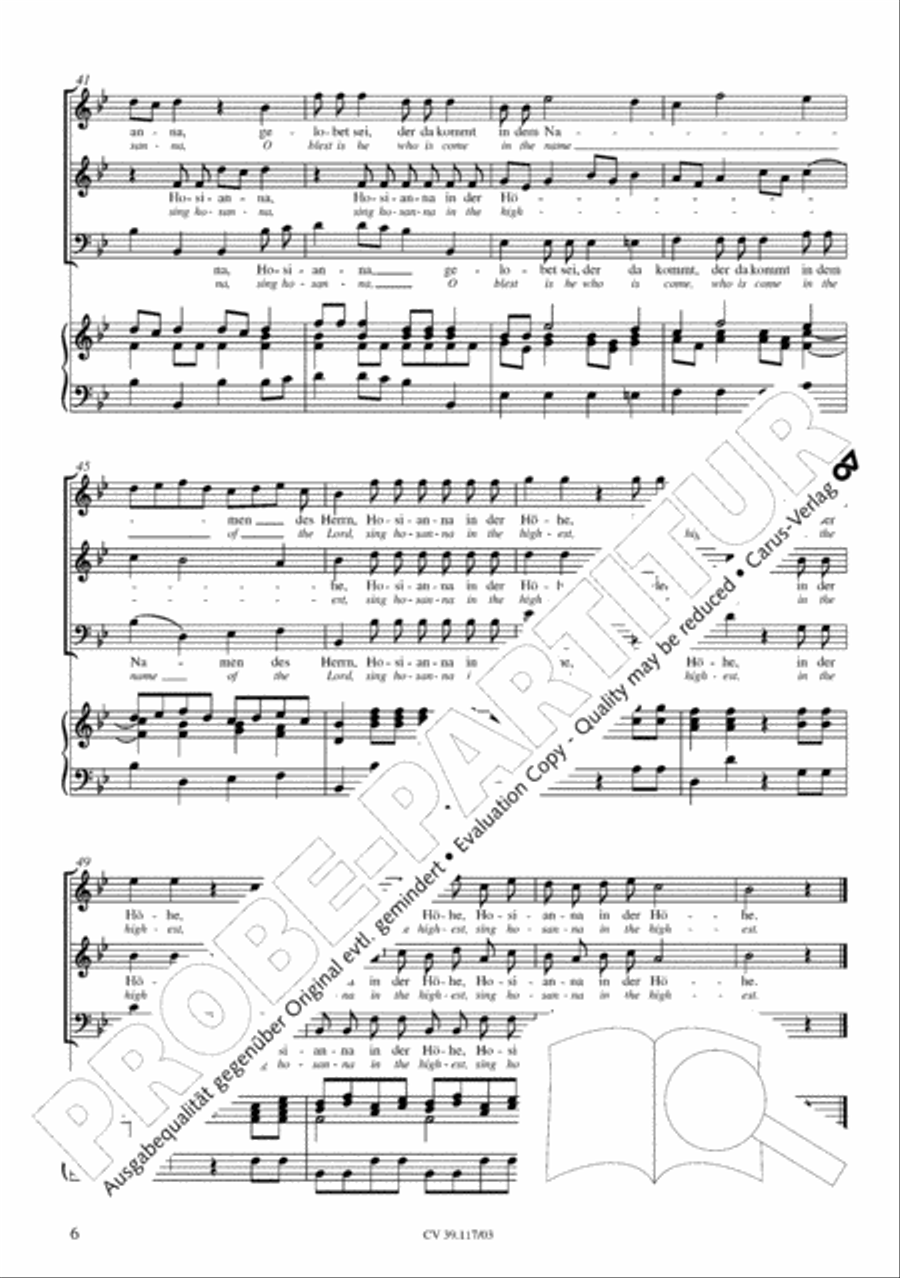 O hosanna, thou Son of David (Hosianna dem Sohne Davids) SA scores gallery preview page 7