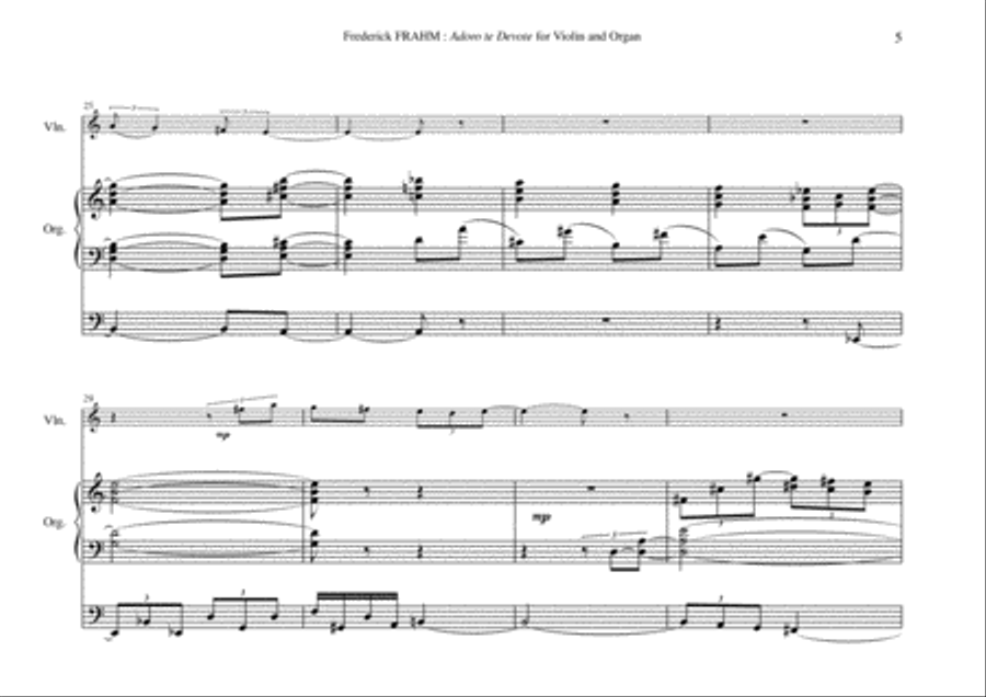 Frederick Frahm: Adoro Te Devote for violin and organ String Duet scores gallery preview page 5