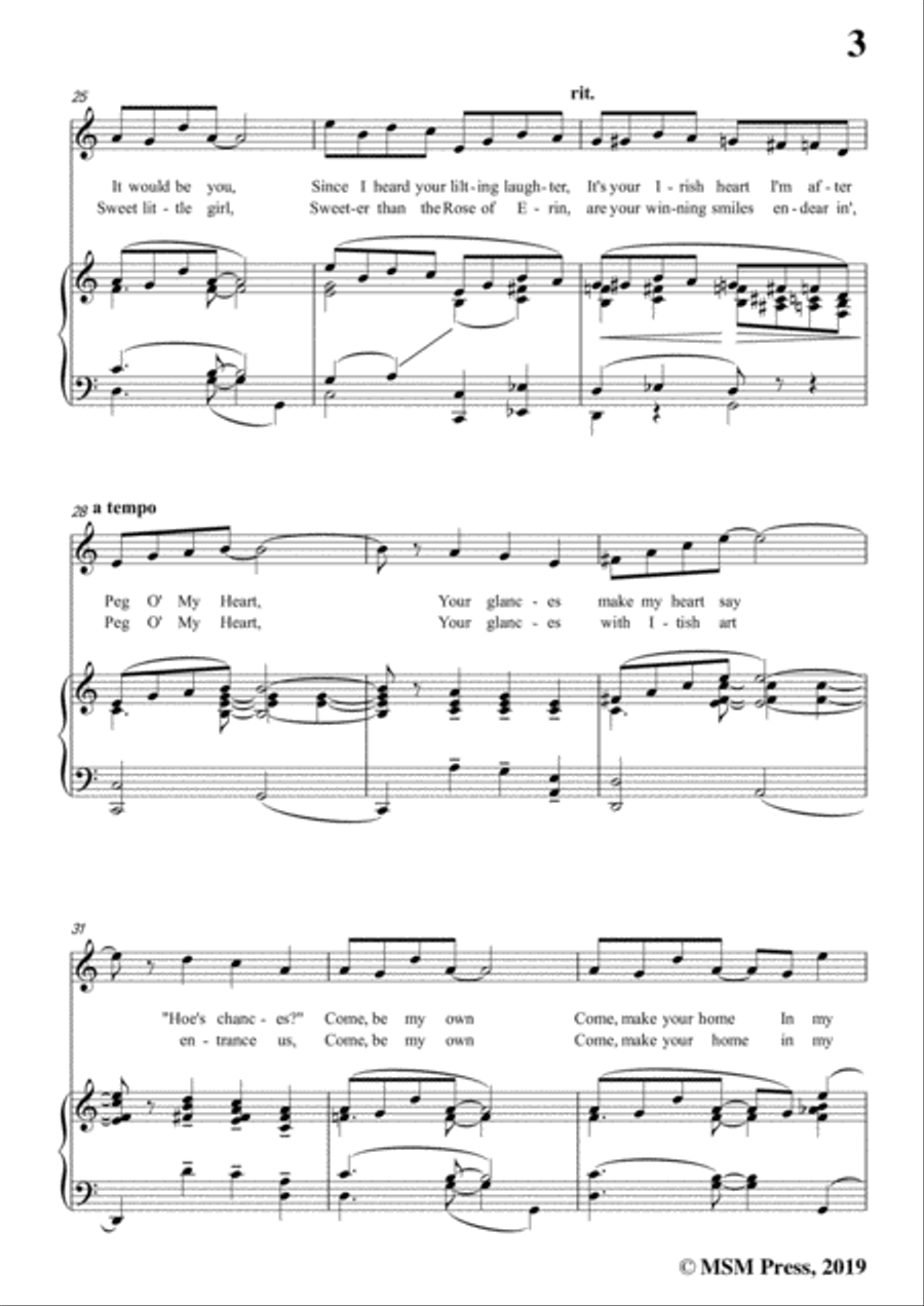 Fred Fisher-Peg O' My Heart,in C Major,for Voice and Piano Voice Solo scores gallery preview page 5