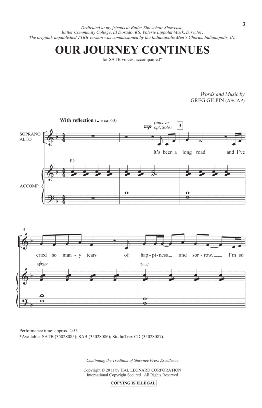 Our Journey Continues Our Journey Continues 4-Part scores gallery preview page 1