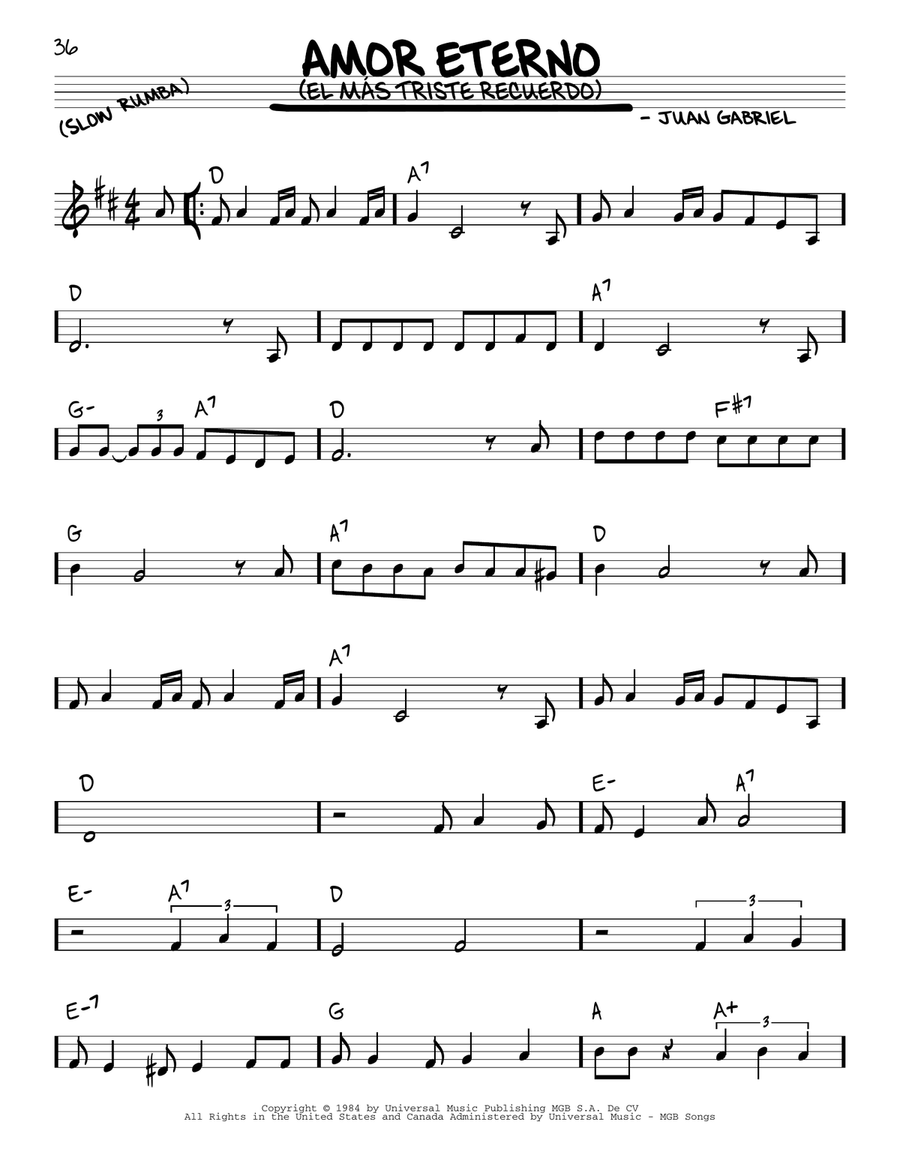 Amor Eterno (El Mas Triste Recuerdo) Piano scores gallery preview page 1