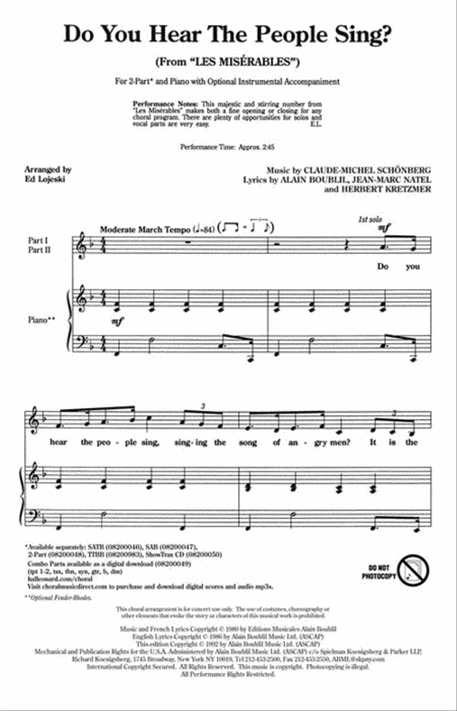 Do You Hear the People Sing? 2-Part scores gallery preview page 2