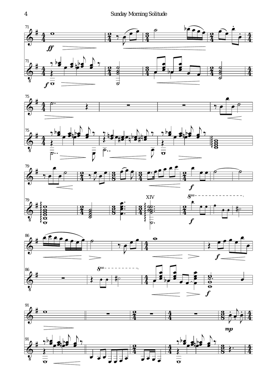 Sunday Morning Solitude for flute and guitar Flute scores gallery preview page 4