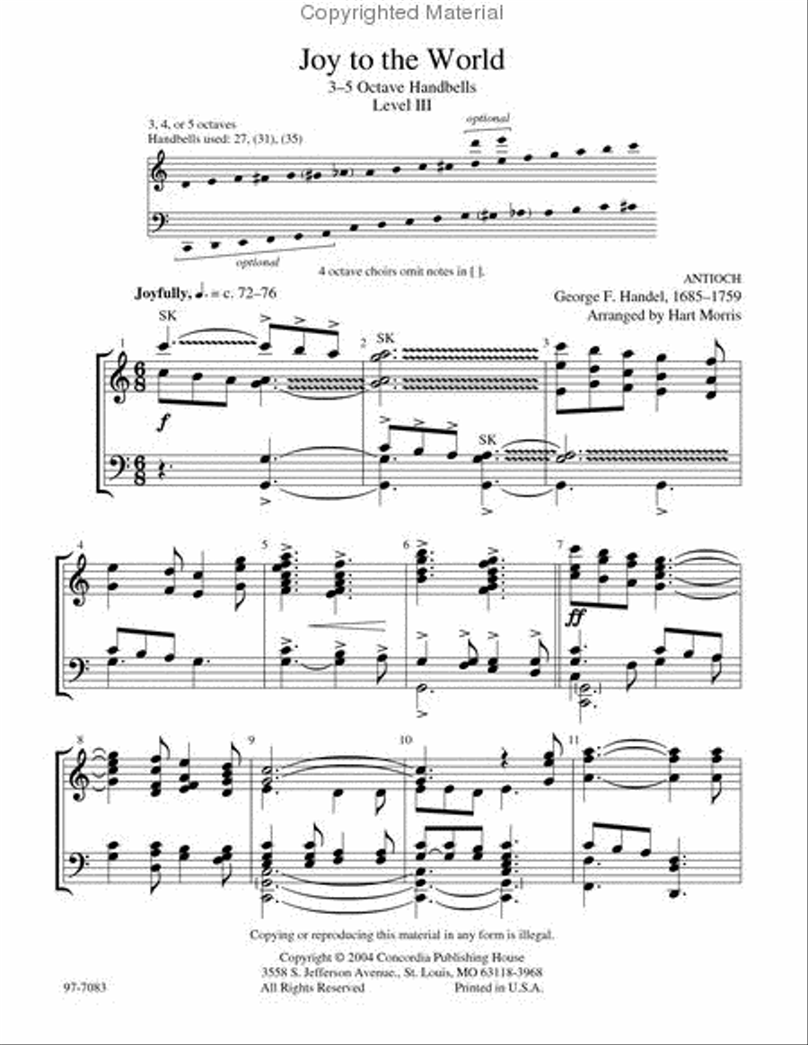 Joy to the World (Morris) Handbell Choir scores gallery preview page 2