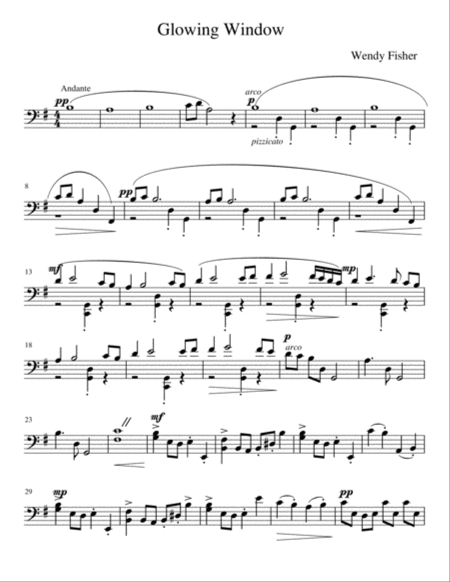 Glowing Window (Cello Solo) Cello Solo scores gallery preview page 1