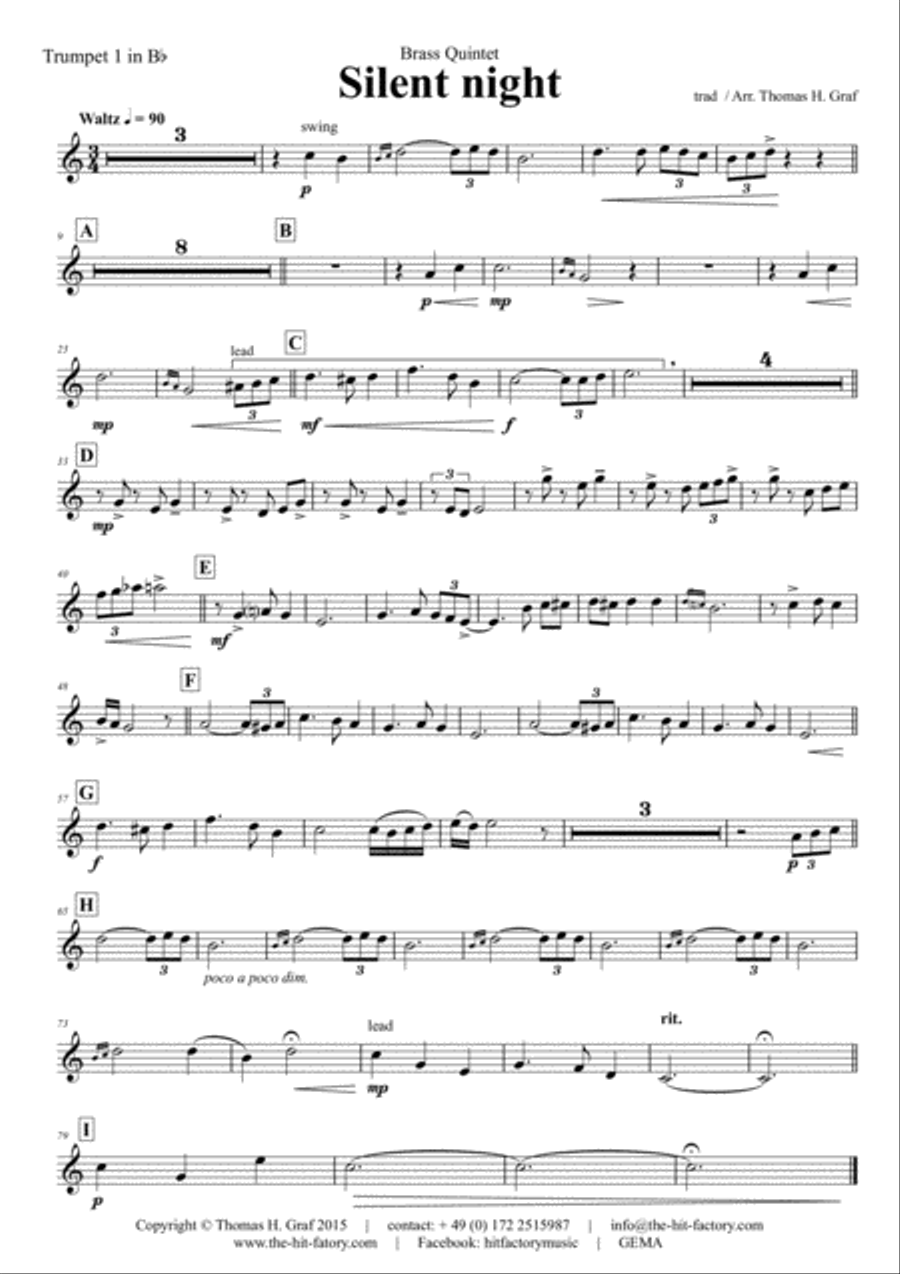 Silent Night - Stille Nacht - Jazz Waltz - Brass Quintet Brass Quintet scores gallery preview page 5