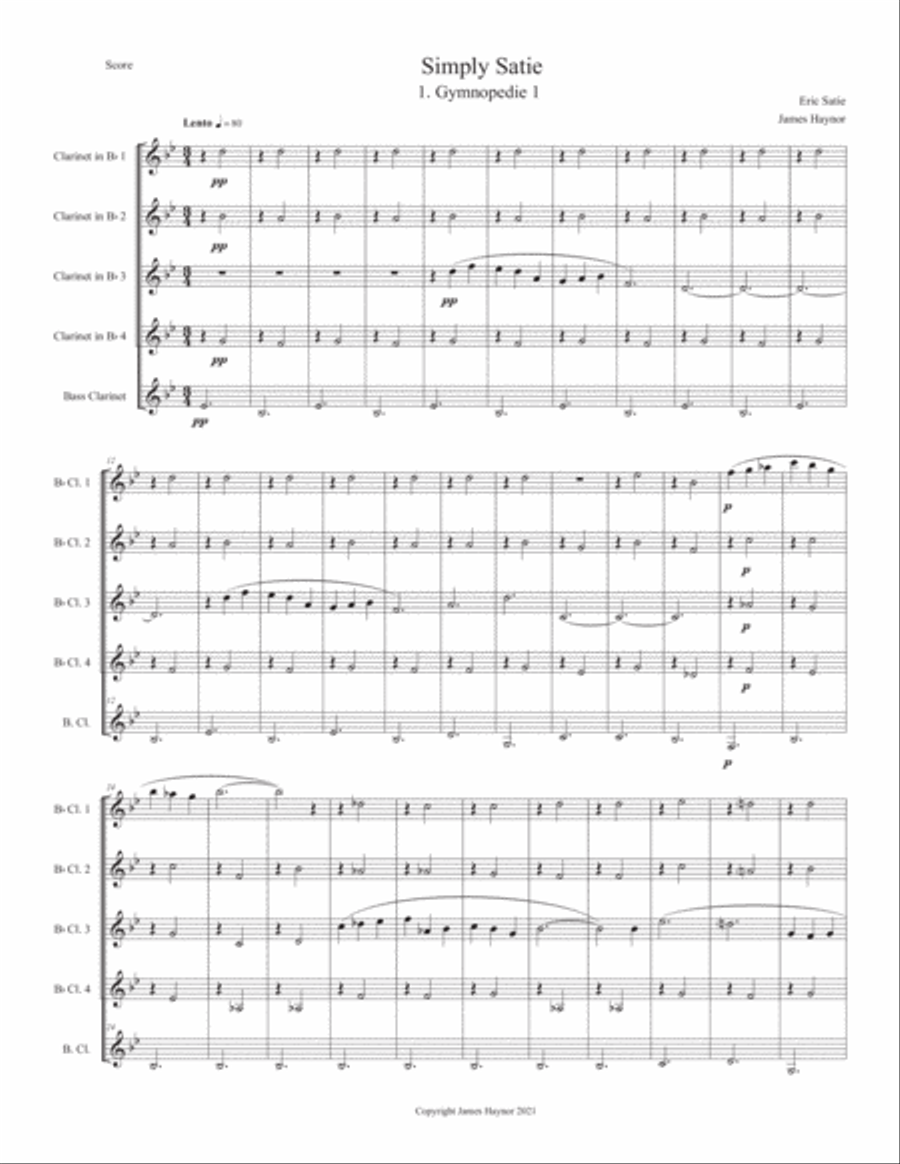 Simply Satie for Clarinet Quintet Woodwind Ensemble scores gallery preview page 3