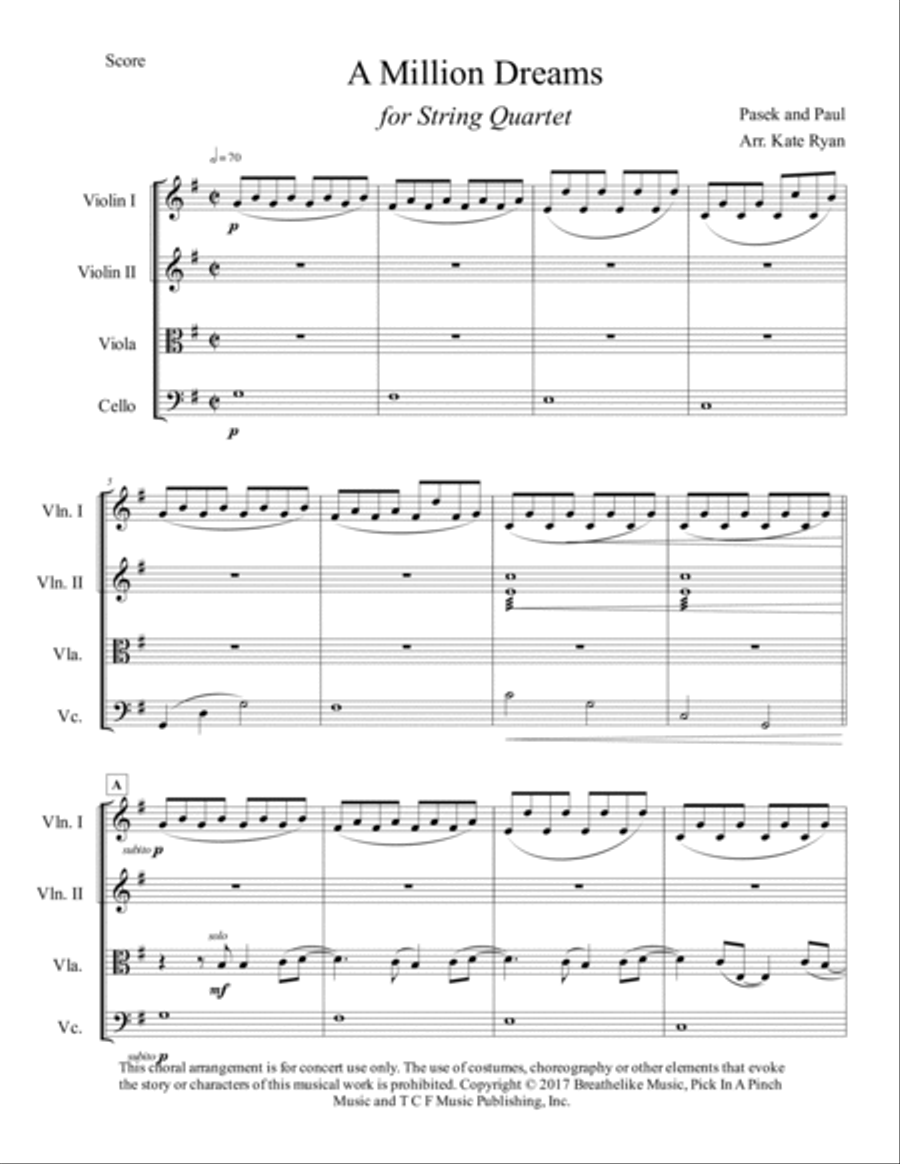 A Million Dreams A Million Dreams String Quartet scores gallery preview page 2