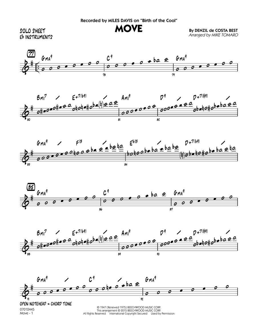 Move - Eb Solo Sheet Move - Eb Solo Sheet Jazz Ensemble scores gallery preview page 1
