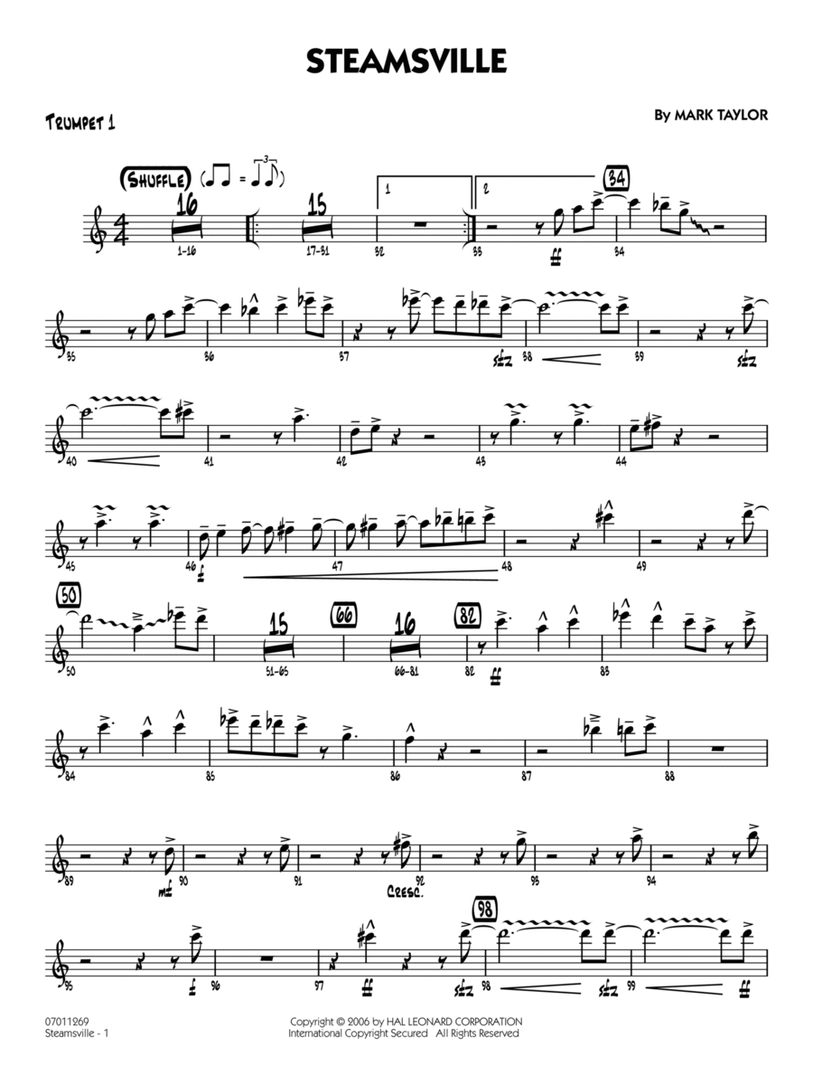 Steamsville - Trumpet 1 Jazz Ensemble scores gallery preview page 1