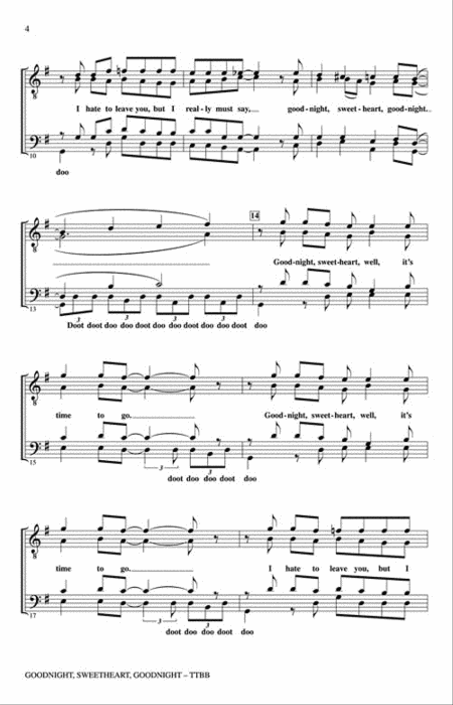Goodnight, Sweetheart, Goodnight (Goodnight, It's Time to Go) A Cappella scores gallery preview page 3