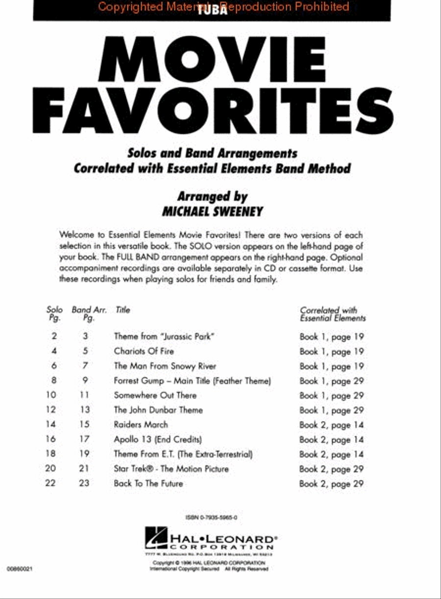 Movie Favorites - Tuba Concert Band Methods scores gallery preview page 2