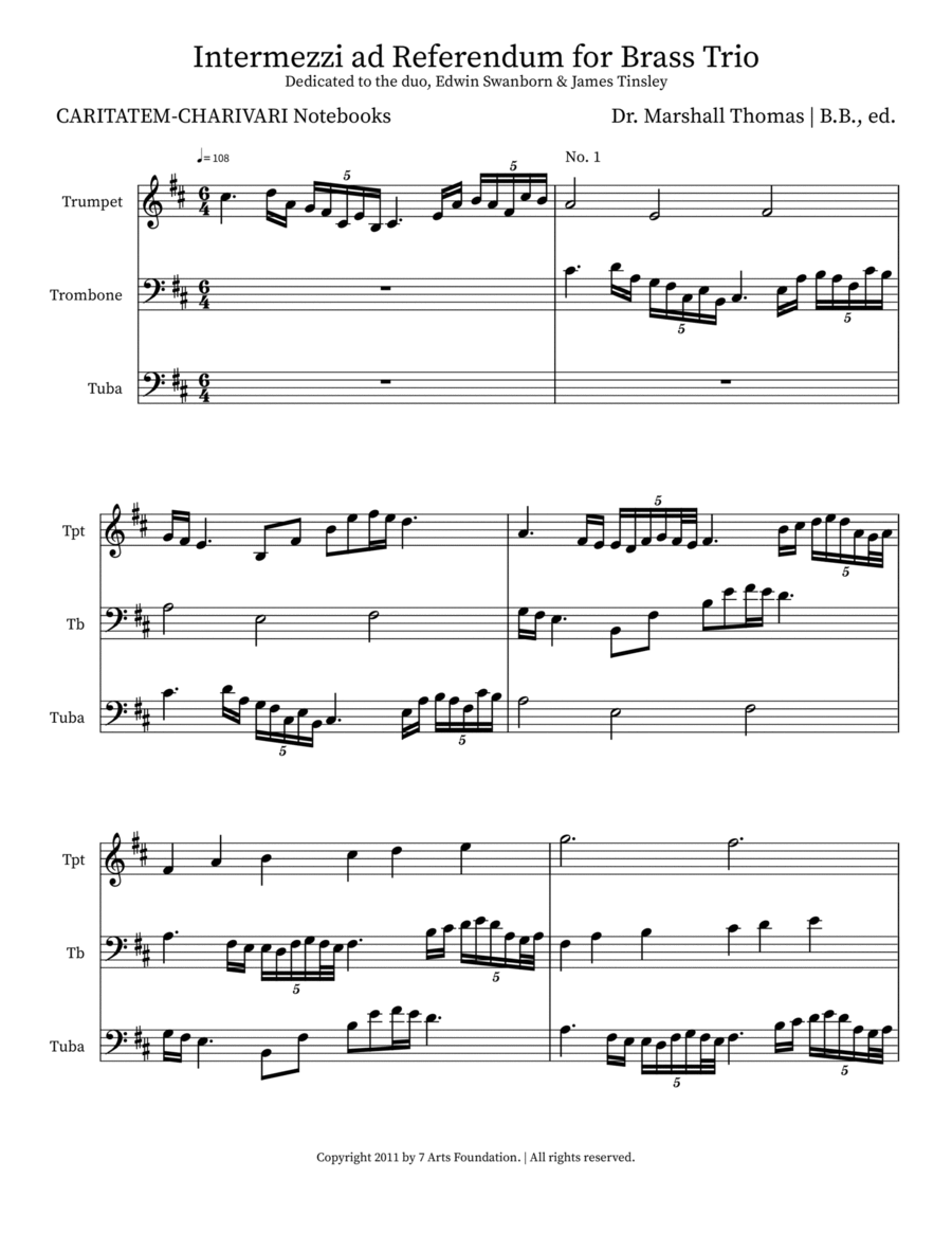 Intermezzi ad Referendum for Brass Trio Brass Trio scores gallery preview page 1