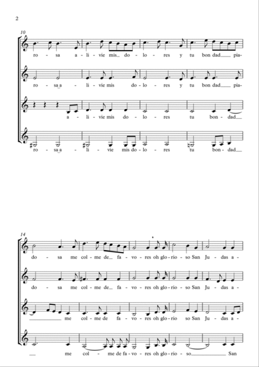 San Judas Tadeo (Himno) San Judas Tadeo (Himno) SSAA scores gallery preview page 2